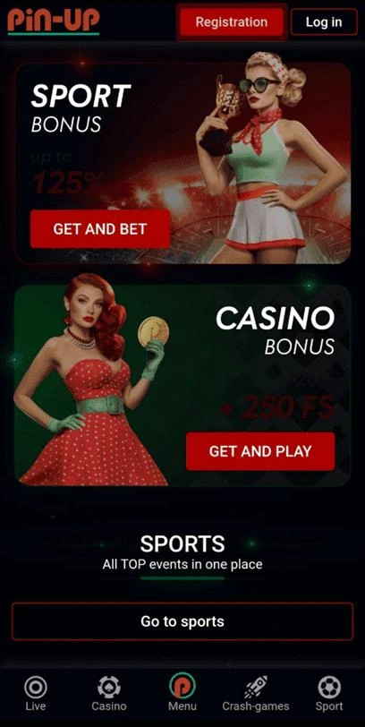 Pin Up Casino iPhone screens showing slots and live casino lobby