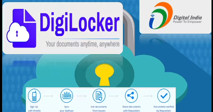 Student logging into DigiLocker with Aadhaar details to create an ABC ID, the first step toward a verified academic identity.